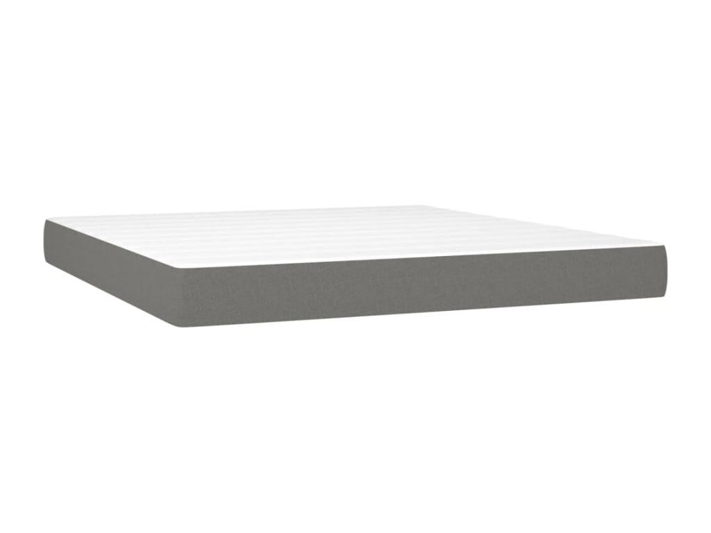 Upholstered bed base and mattress with LED lighting, Dark Grey, 180x200 cm, Fabric MCSO78342