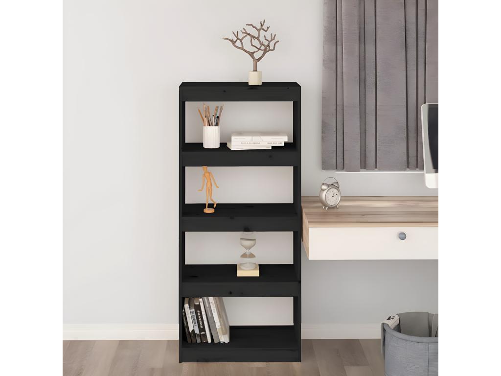 Black Bookshelf/Room Divider 60x30x135.5 cm Solid Pine EBKX57204