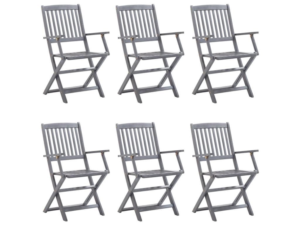 Dekonao 6-Piece Outdoor Folding Chairs with Cushions, Wooden, 14 XXCH77794