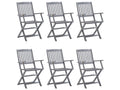 Dekonao 6-Piece Outdoor Folding Chairs with Cushions, Wooden, 14 XXCH77794
