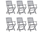 Dekonao 6-Piece Outdoor Folding Chairs with Cushions, Wooden, 14 XXCH77794