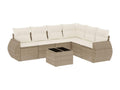 7-piece beige resin wicker garden furniture set with cushions TSSM47794