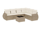 7-piece beige resin wicker garden furniture set with cushions TSSM47794