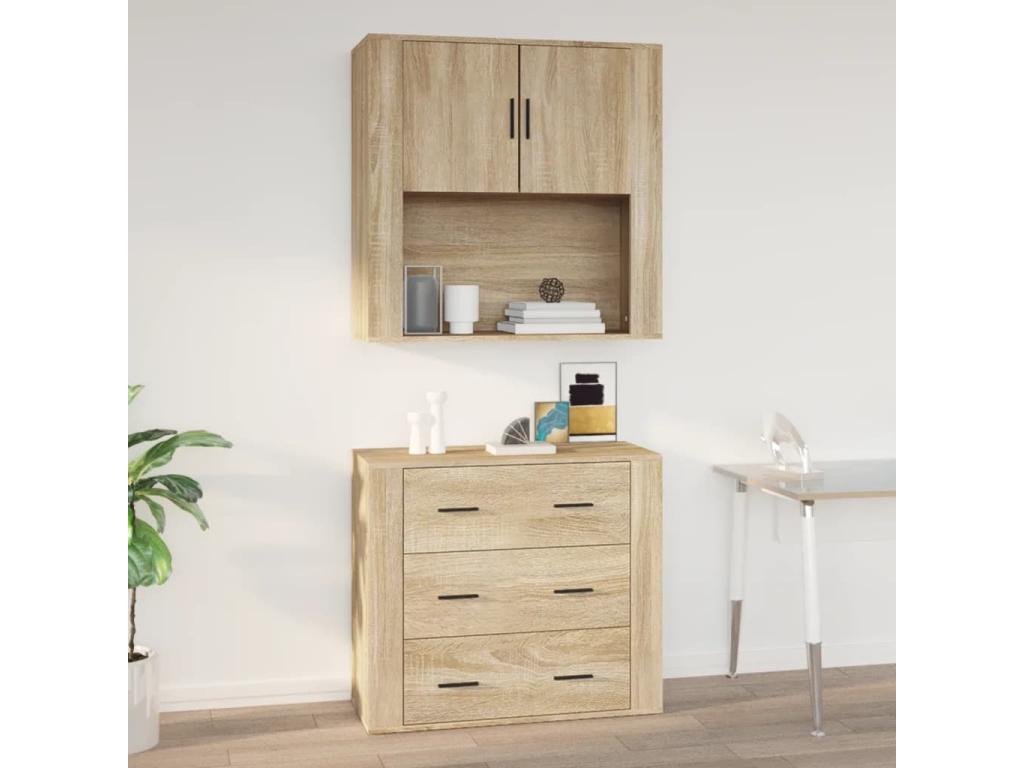 Ligniva Oak Wall Cabinet 80x33x80 cm Engineered Wood KWAK36608