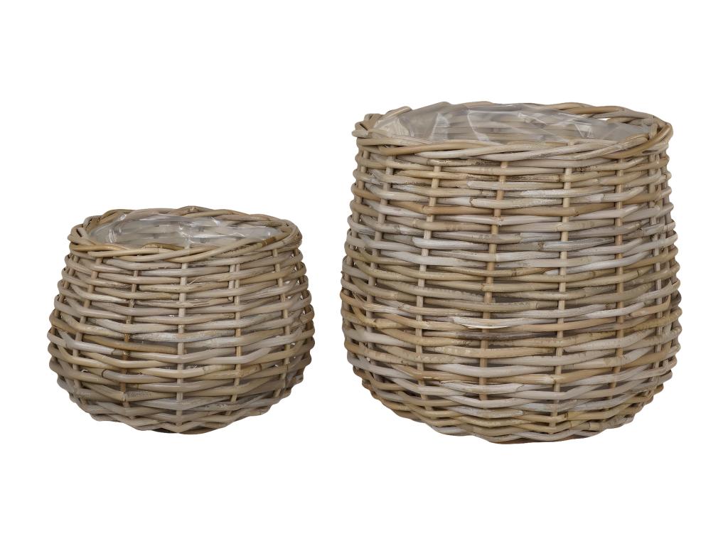 Set of 2 Dekonao Decorative Storage Baskets, Brown, 38x38x34 cm, Dekonao AIWS54223