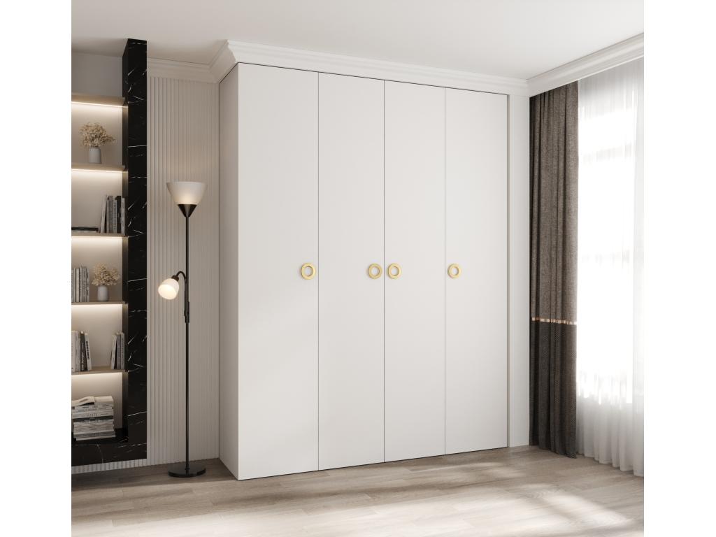 Ligniva 1 245.5/190/50 4-door wardrobe, white/gold, PUGH67884