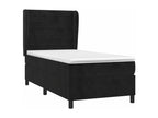 Upholstered bed base with mattress, black, 100x200 cm, velvet, PNRE64484