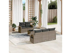 6-piece garden furniture set with grey resin wicker cushions PXXB56274