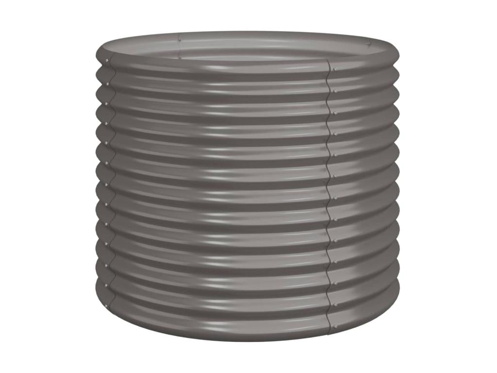 Garden planter, powder-coated steel, 80x80x68 cm, grey, TRAX34324