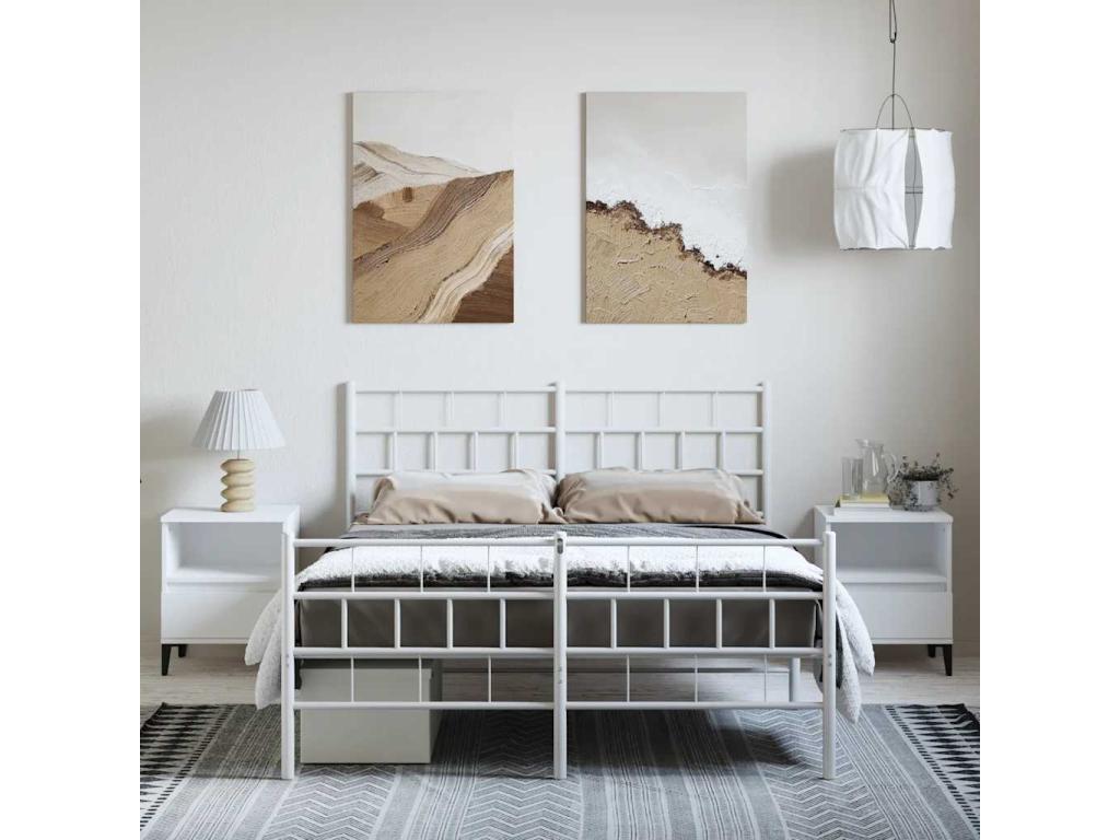 Metal bed frame without mattress and white bed legs, 135x190 cm, UYZI09227