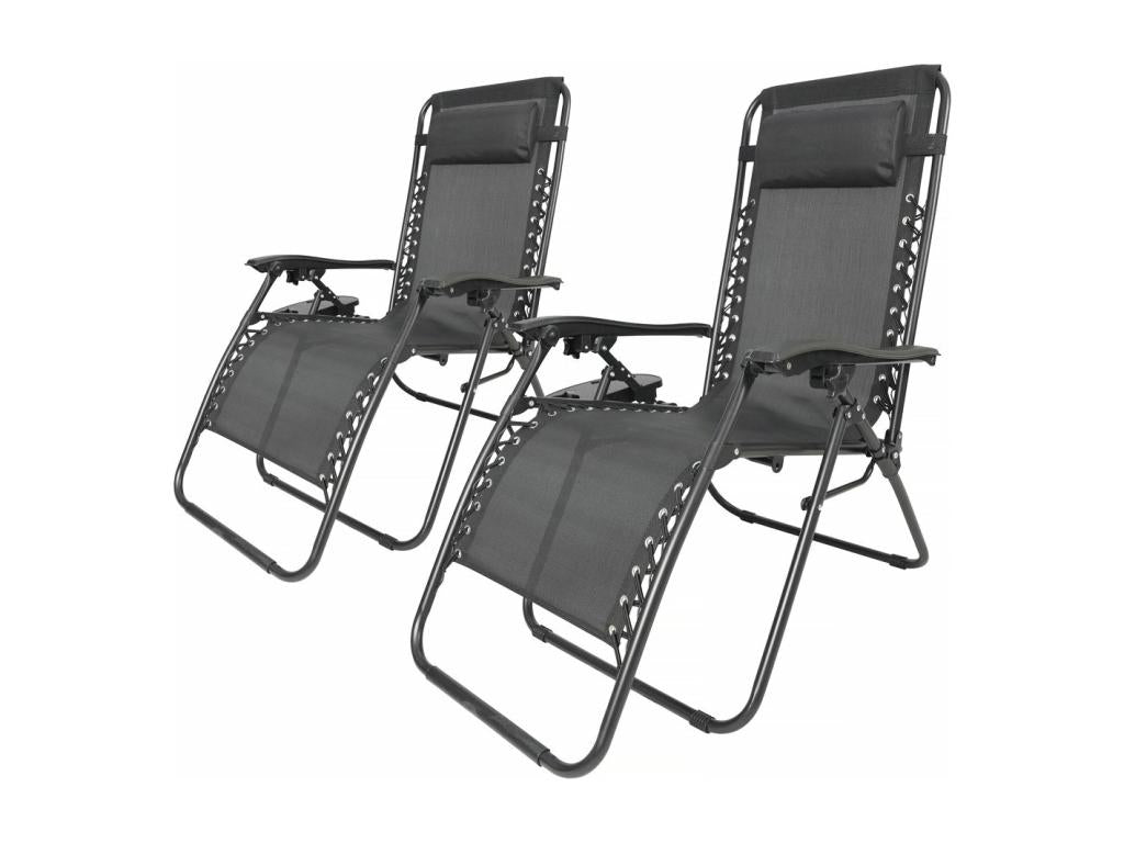 Set of 2 Dekonao Zero Gravity Reclining Garden Chairs - Black VLJX95500
