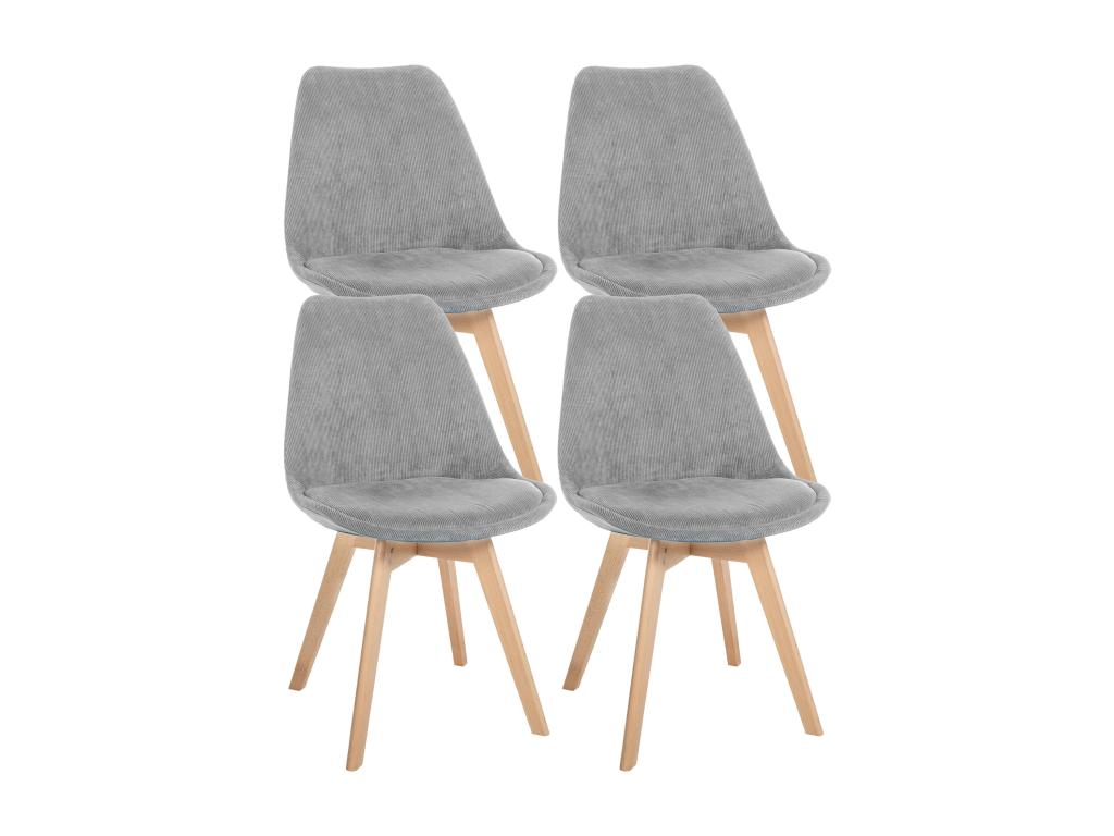Set of 4 Dining Chairs - Dekonao / Wood - Light Grey - Dekonao KDSP93459