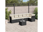 7-piece garden furniture set with cushions, black wicker resin EQEX15574
