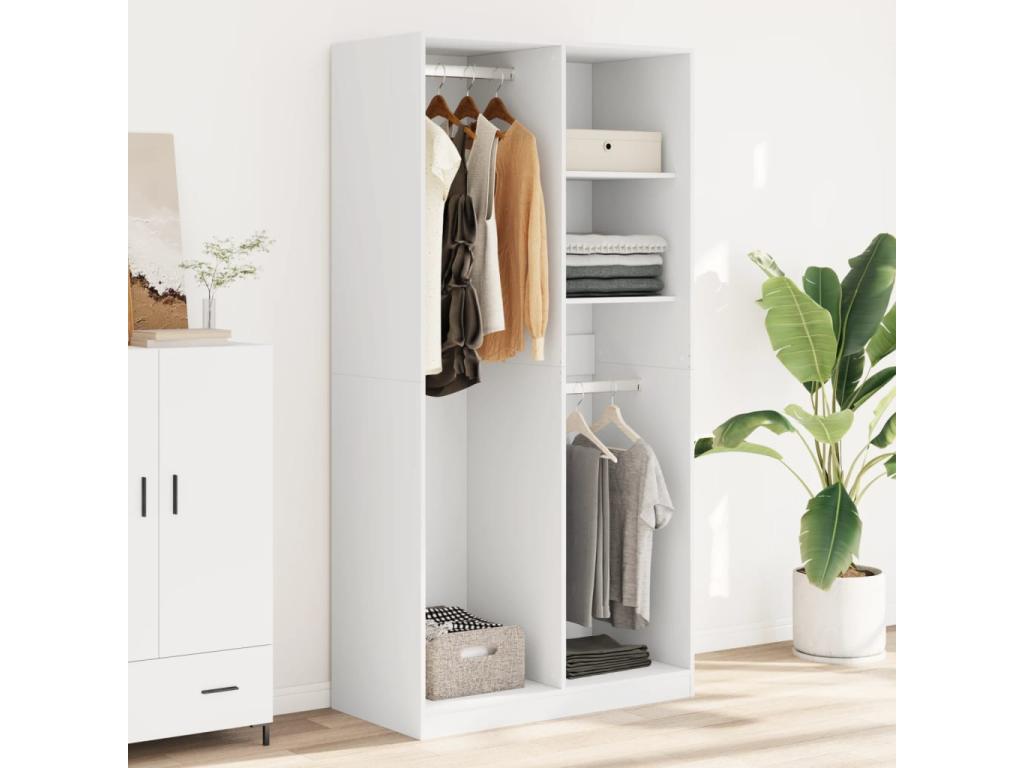 White Wardrobe 100x50x200 cm Engineered Wood DFCC55351