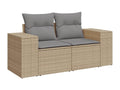 9-piece garden furniture set with cushions, beige woven resin, VAKO50825