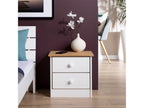 Dekonao bedside table with 2 drawers, solid pine nightstand, white and brown stained wood, JZRP06970