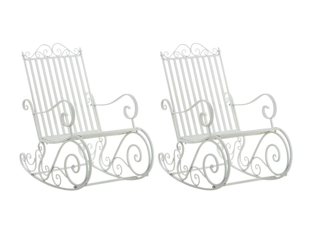 Set of 2 Rocking Chairs - Metal / Metal - White - Dekonao CMGW60906