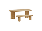 Oval dining table and bench set in brown fir wood, 200x75cm - Dekonao MDIQ07352