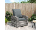 NINU53539 Reclining Garden Armchair with Grey Wicker Cushions