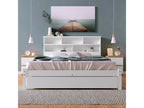 Adult bed 140x200cm - with drawers and bookcase - white, mattress not included - Dekonao YZHK91625