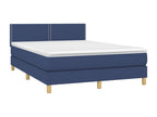 Upholstered bed base with mattress and LED light, blue, 140x190 cm, fabric OJND12779