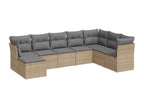 Garden furniture set with cushions, 8 pieces, beige woven resin FLDT37972