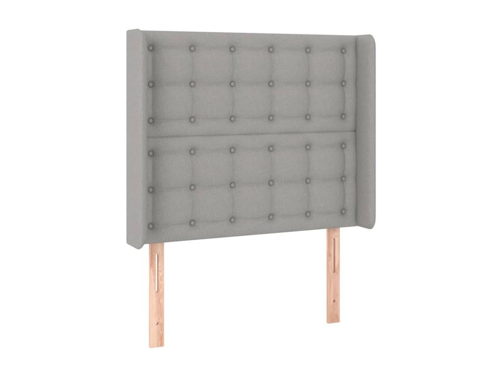 Upholstered bed base with mattress, light grey, 90x200 cm, fabric KBNZ91724