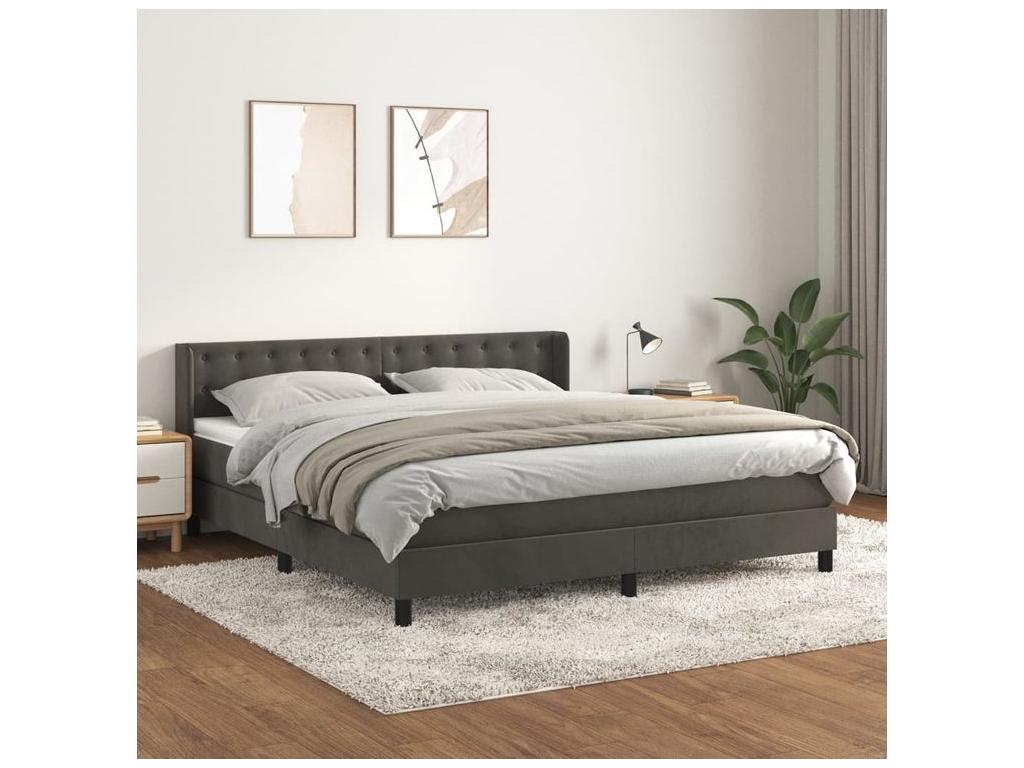 Dekonao bed base and mattress, Dark Grey 180x200 Velvet RBQD13775