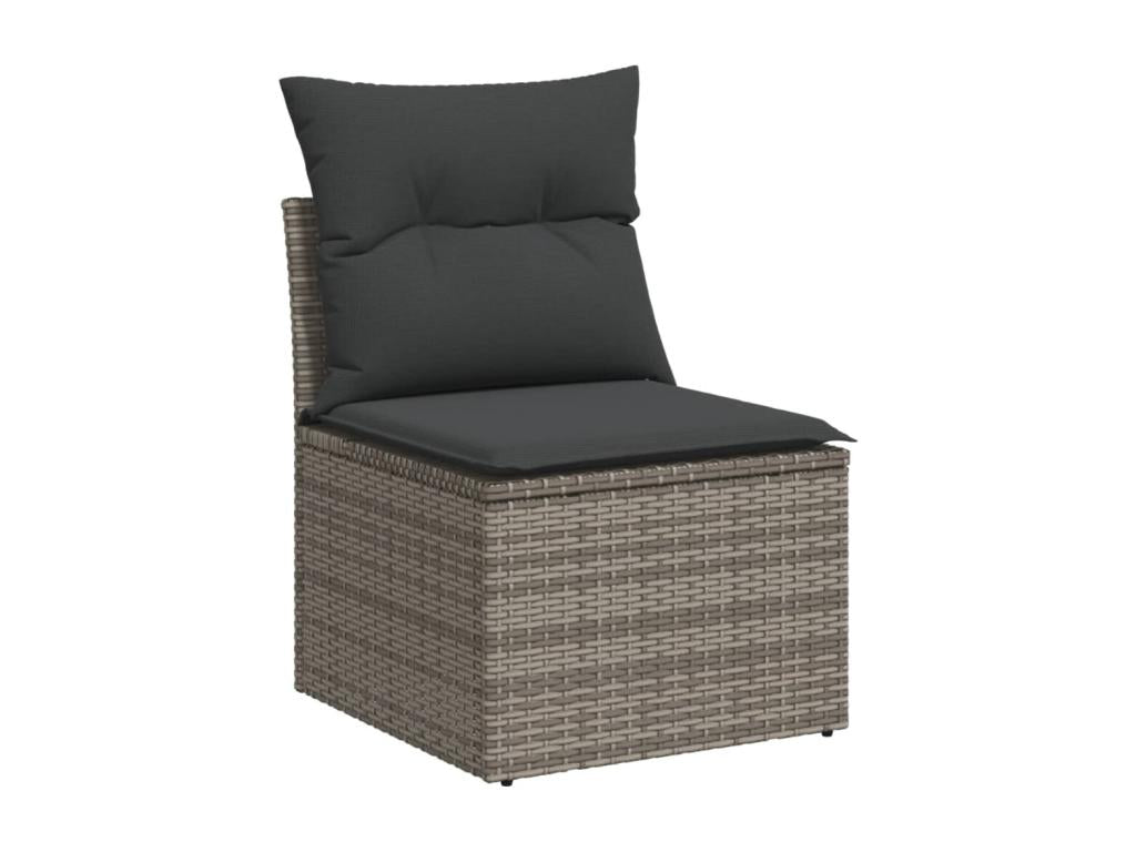 6-piece garden furniture set with grey resin wicker cushions TBFR68034