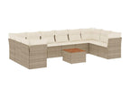 11-piece garden furniture set with beige resin wicker cushions QEES21816