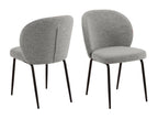 Scandinavian-style bouclé chair with black metal legs, set of 2 - Dekonao FWGB81270