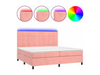 Upholstered bed base with mattress and LED light, Pink, 200x200 cm, Velvet, LYPB68180