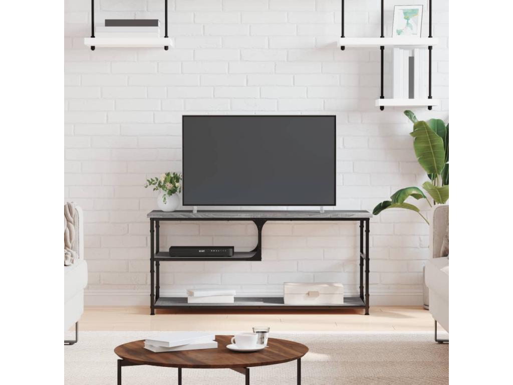 Dekonao TV stand, grey, 103x38x46.5 cm, engineered wood and steel, QKWC70790
