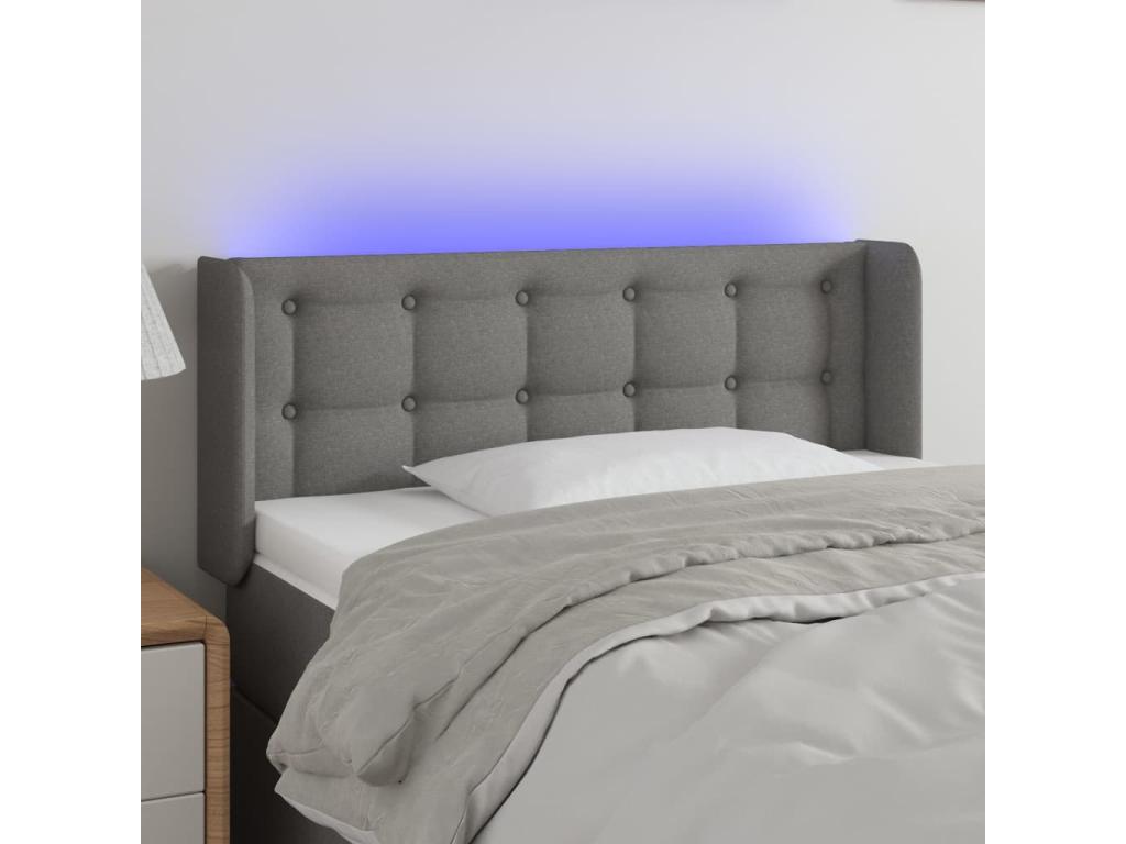 Dark Grey LED Headboard 103x16x78/88 cm Fabric CRBI51371