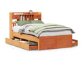Bookshelf bed without mattress, brown wax finish, 120x190cm, solid pine, ASOP84608