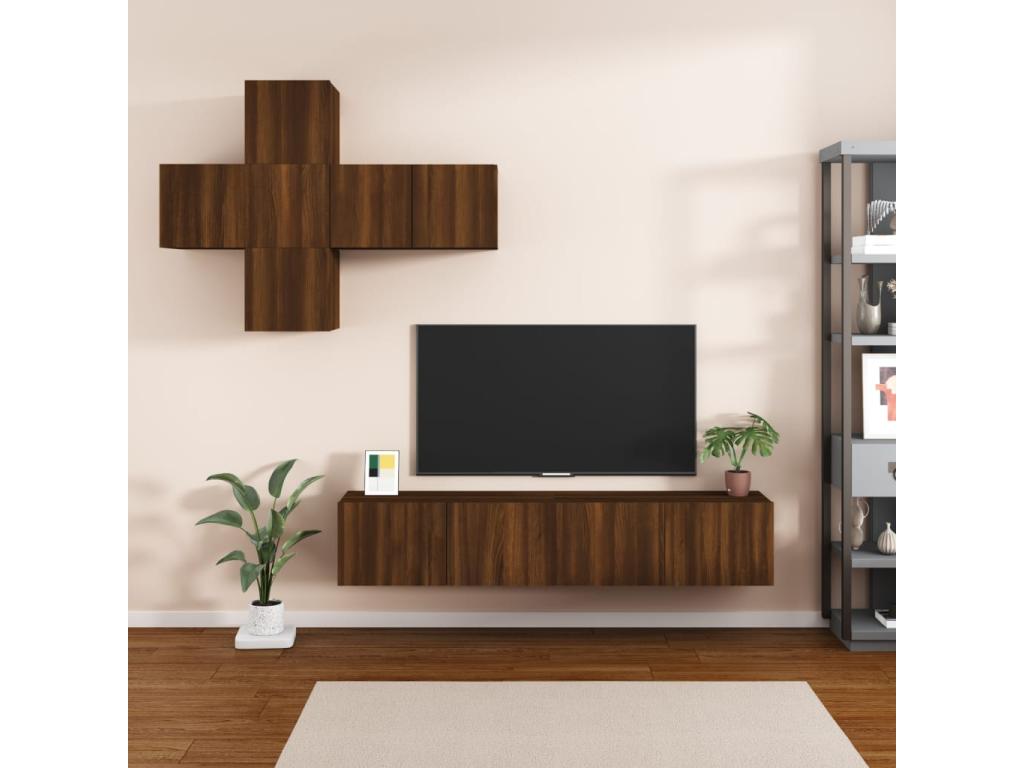 7-Piece TV Furniture Set, Brown Oak Engineered Wood GJVS86399