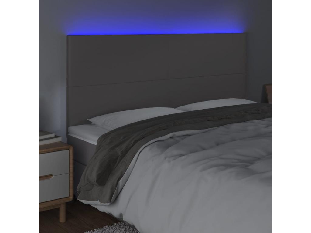 LED Headboard Grey 180x5x118/128 cm Faux Leather RFSI37988