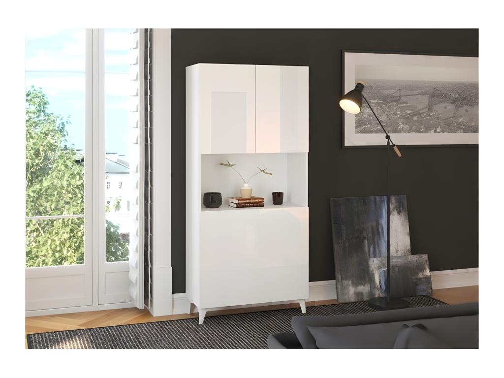 Dekonao Home Convertible Wardrobe/Cupboard/Office/Table 175x80x36cm "Dekonao - Glossy White Front/Matte White Body" HSAX64936