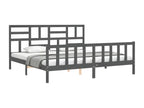 Grey bed frame without mattress, 200x200 cm, solid pine wood STOJ25620