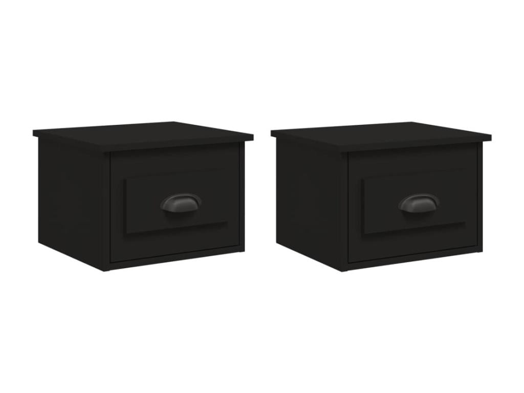 Wall-mounted bedside tables, 2 pcs, black, 41.5x36x28 cm, GDID23660