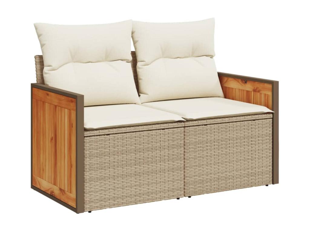 6-piece garden furniture set with cushions, beige woven resin AWBZ39255