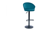 Adjustable and swivel designer bar stool in duck blue embossed velvet fabric Dekonao RXWH97997