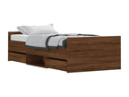 Bed frame, headboard and footboard, brown oak, 90x190 KEOD76344