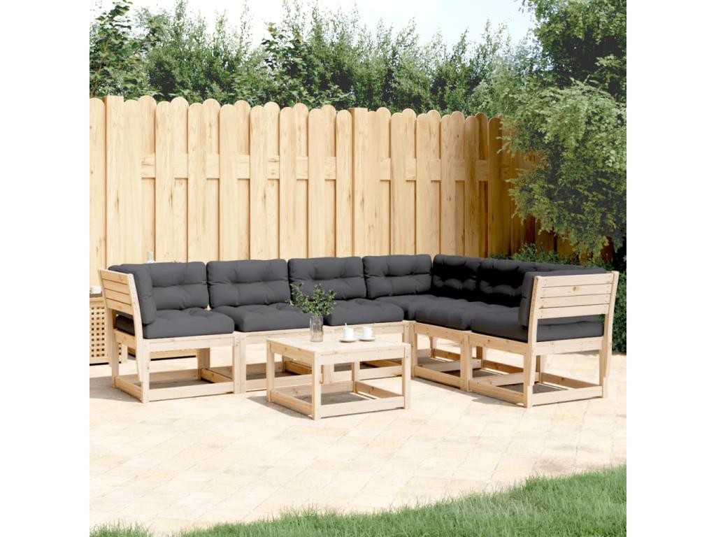 6-piece garden furniture set with cushions, solid pine wood DAFT95578