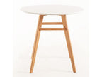 Round 90cm Scandinavian white table with natural wood legs Ligniva AUGJ10841