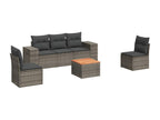 6-piece garden furniture set with grey resin wicker cushions JMAR62948