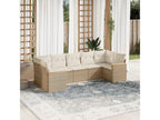Garden furniture set with cushions, 7 pieces, beige woven resin, FEOA85243