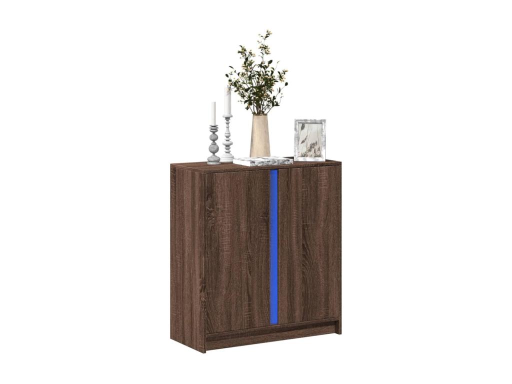 Buffet with LED lighting, brown oak, 77x34x85 cm, engineered wood, LKQM67992