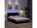 Bed frame with LED lighting, mattress not included, black, 140x200 cm, fabric, NMDJ34679