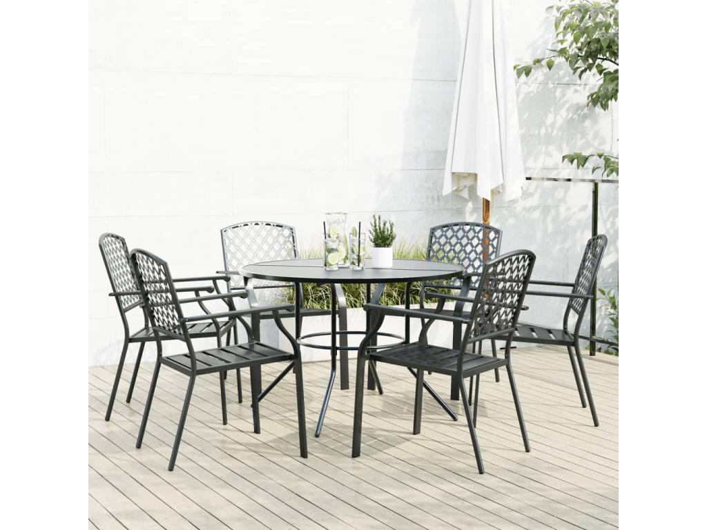 Set of 7 stackable garden chairs, anthracite, VABA21666